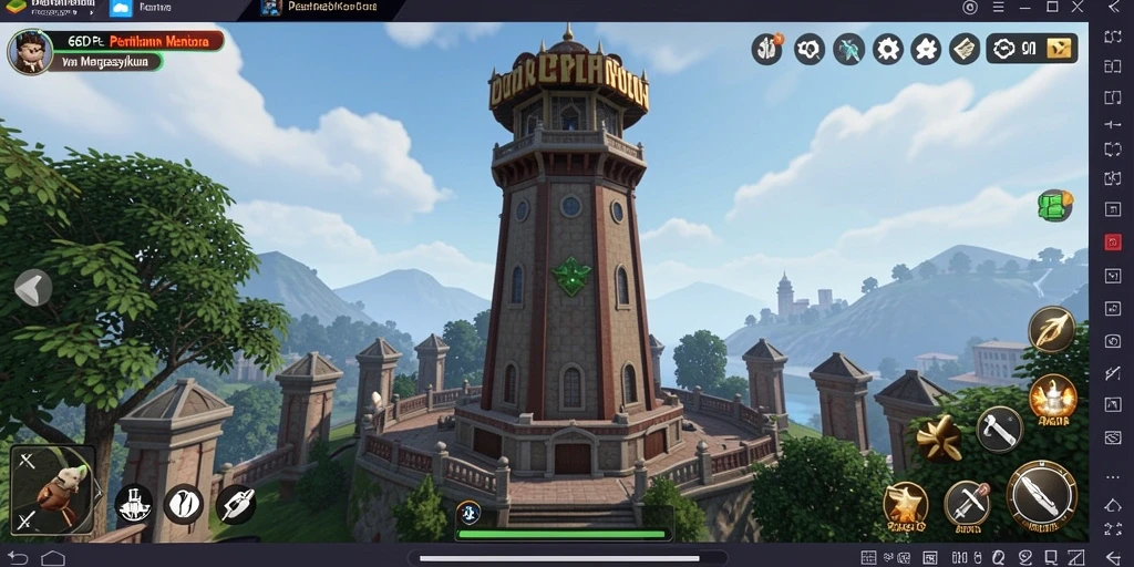 Tampilan menara strategis dalam game Tower Defense 66D.
