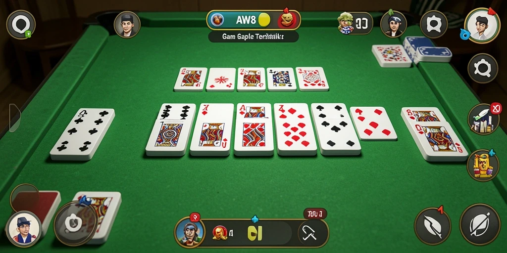 Tampilan gameplay Gaple yang seru dan menarik di AW8.