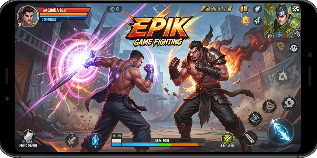 Screenshot utama BAGINDA168 menunjukkan aksi pertarungan yang intens.