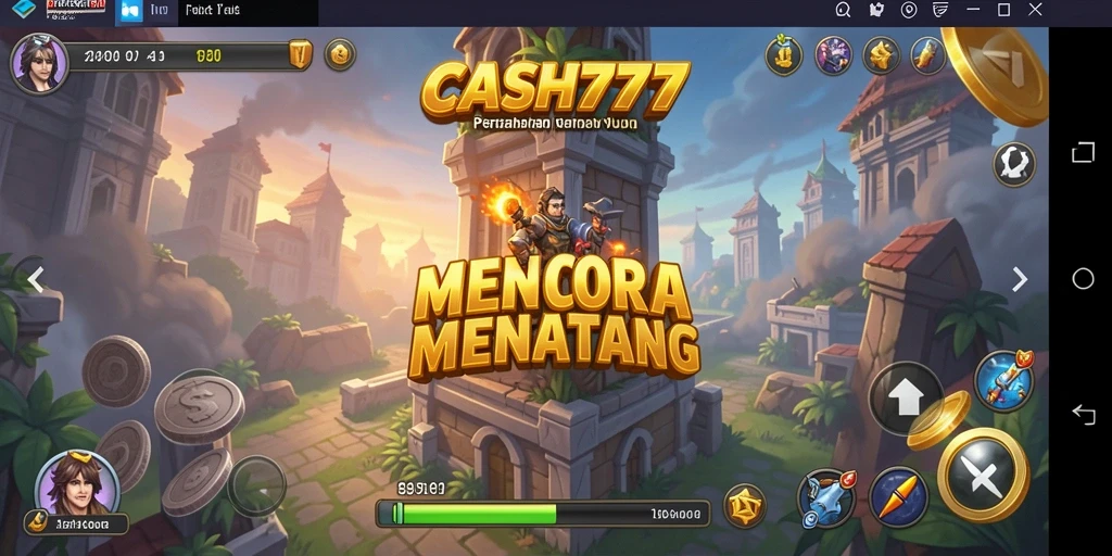 Screenshot gameplay <strong>CASH777</strong> menampilkan menara yang siap menghadang musuh.