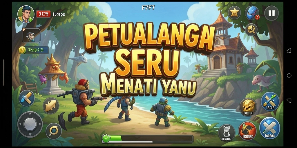Screenshot gameplay F7F7 menunjukkan petualangan seru di dunia fantastis.