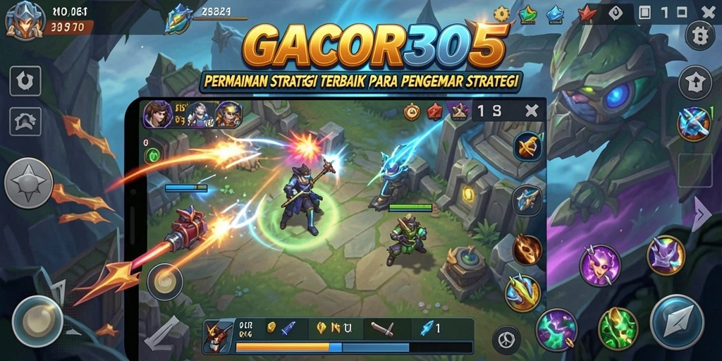 Screenshot gameplay GACOR305 yang menampilkan pertempuran strategis yang intens.