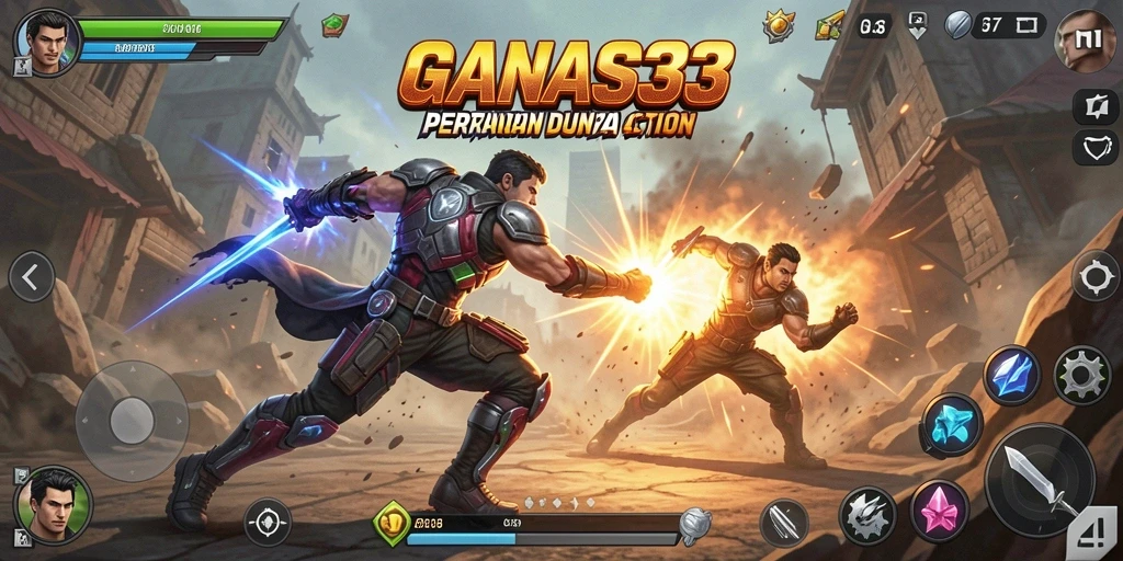 Screenshot utama menunjukkan aksi seru dalam gameplay GANAS33.