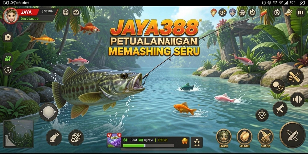 Tampilan gameplay yang mendebarkan dalam JAYA388 saat menangkap ikan.