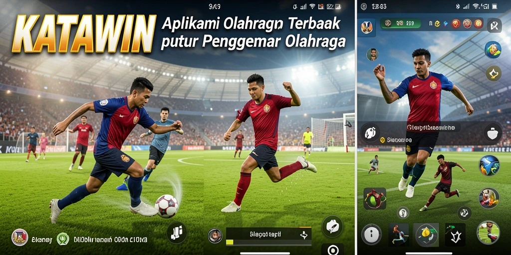 Tampilan gameplay utama KATAWIN dengan aksi olahraga seru.