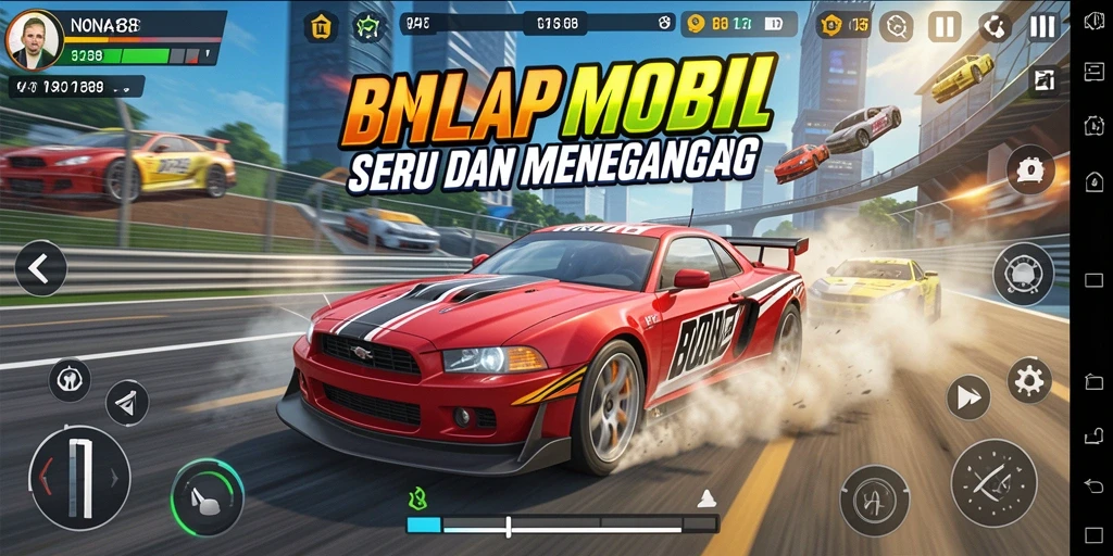 Screenshot gameplay NONA88 menampilkan mobil balap di lintasan menantang.