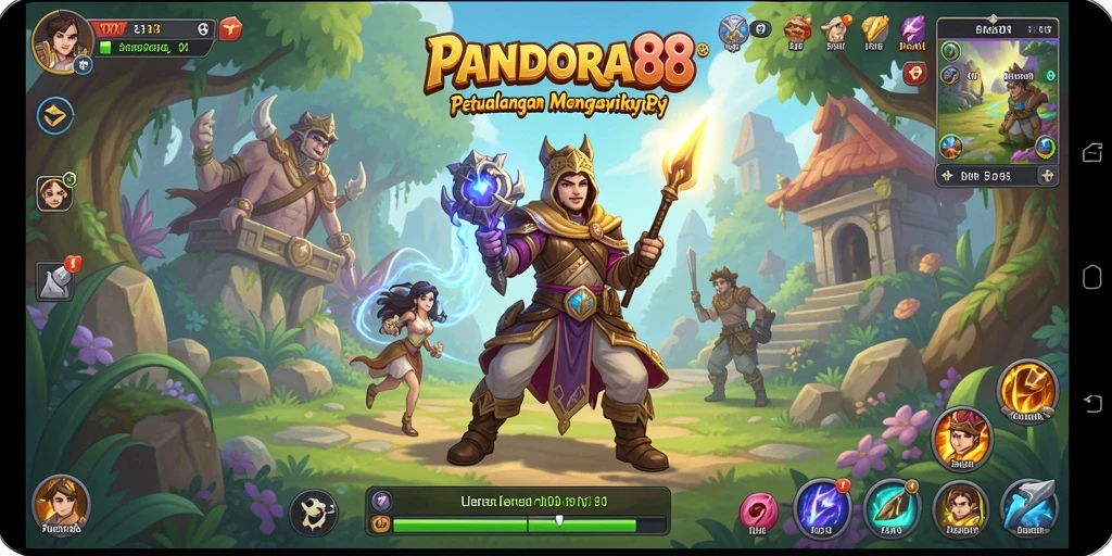Tangkapan layar utama PANDORA88 menampilkan aksi pertarungan RPG yang memukau.