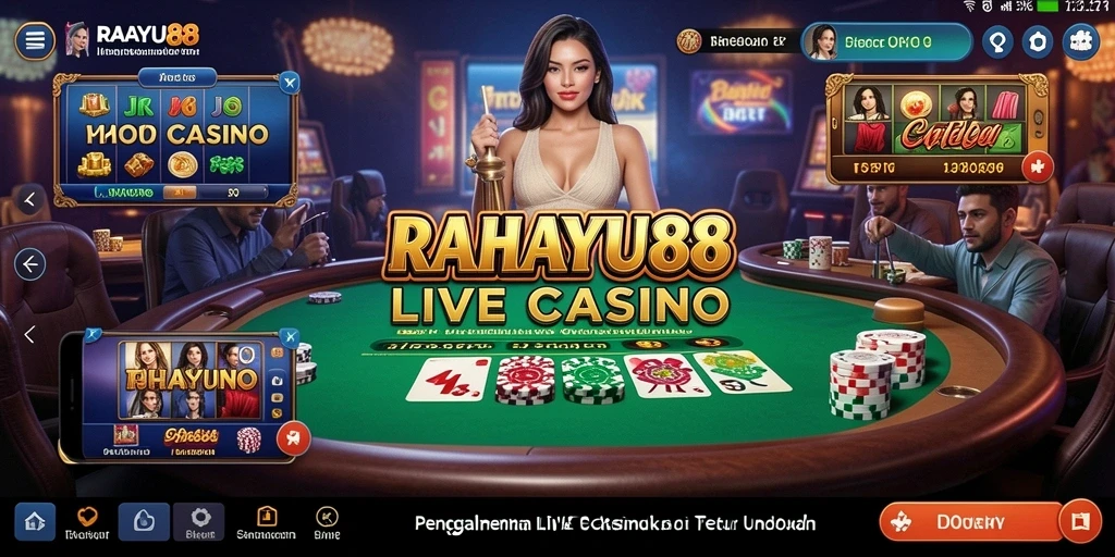 Gambaran gameplay Live Casino RAHAYU88 yang mendebarkan dan interaktif.