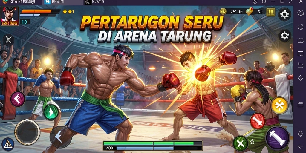 Gameplay RPWIN1 menampilkan karakter bertarung dalam aksi dinamis.