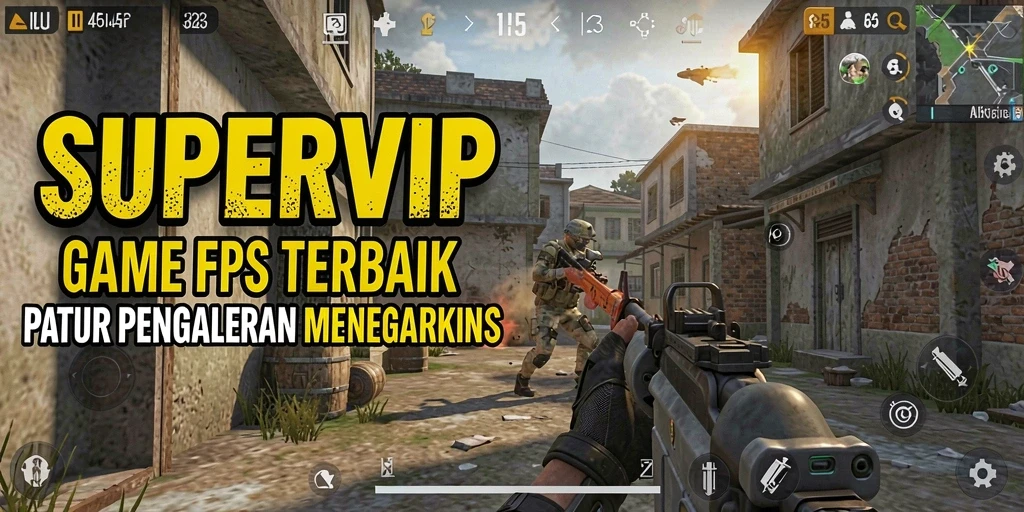 Screenshot gameplay SUPERVIP menampilkan aksi tembak-menembak yang mendebarkan.
