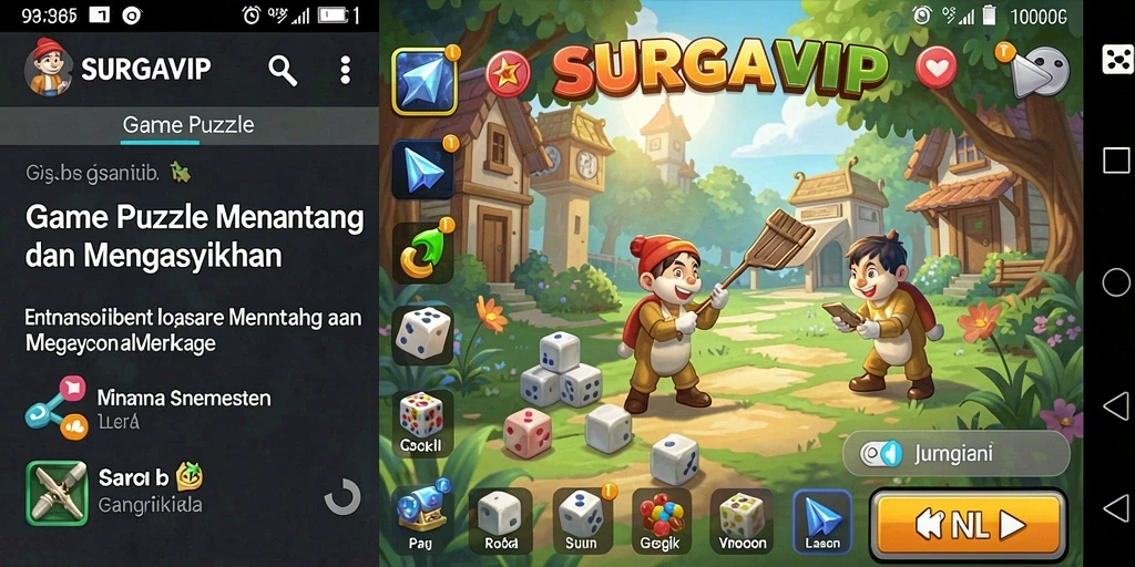 Screenshot utama SURGAVIP menampilkan gameplay penuh teka-teki menantang.