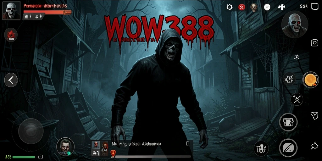 Tangkapan layar gameplay WOW388 dengan atmosfer horor yang mencekam.